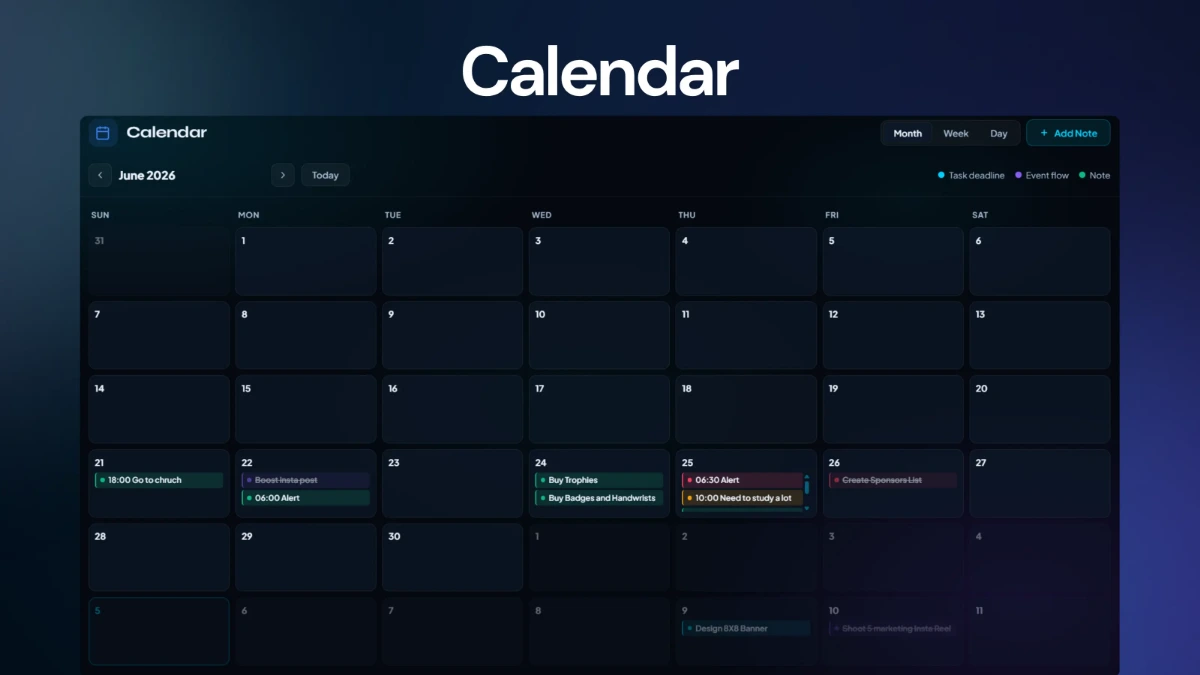 Event Planner unified calendar screen